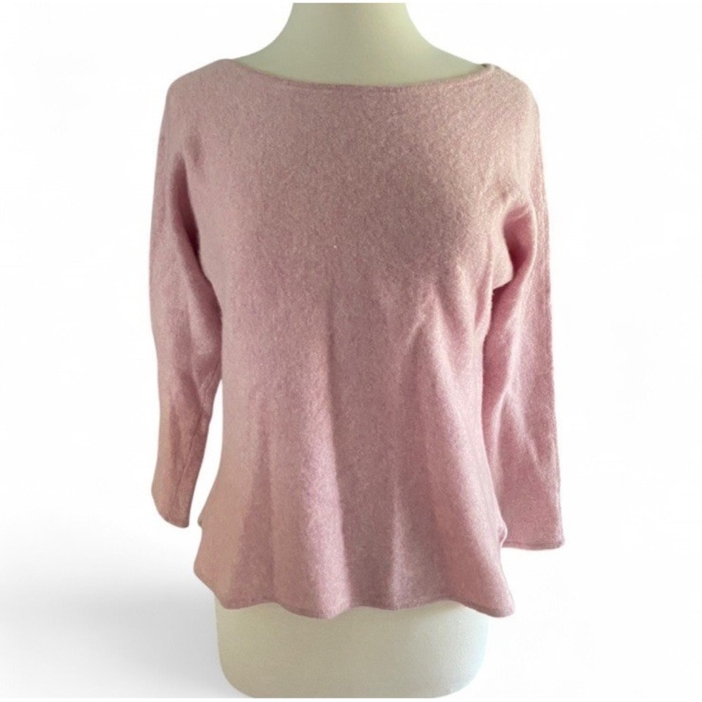 Charter Club Felted‎ Preshrunk Cashmere Pink Pullover 3/4 Sleeve Sweater Size L